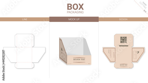 Box packaging and mockup die cut template