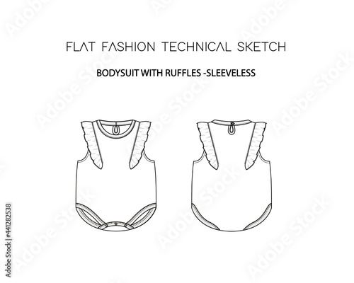 BODYSUIT WITH RUFFLES - SLEEVELESS
