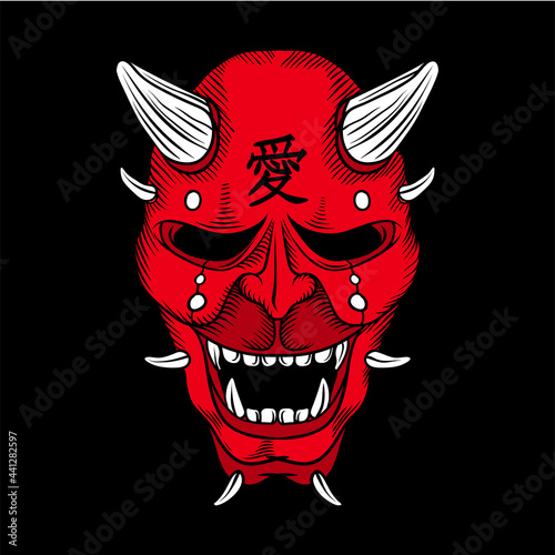 japanese red demon samurai illustration vector