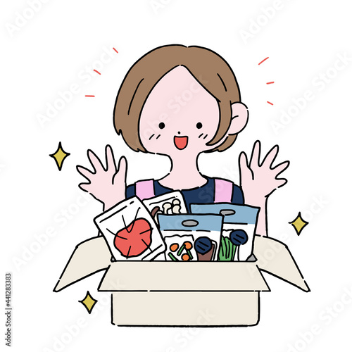 ミールキットに喜ぶ主婦_01　時短家事　料理