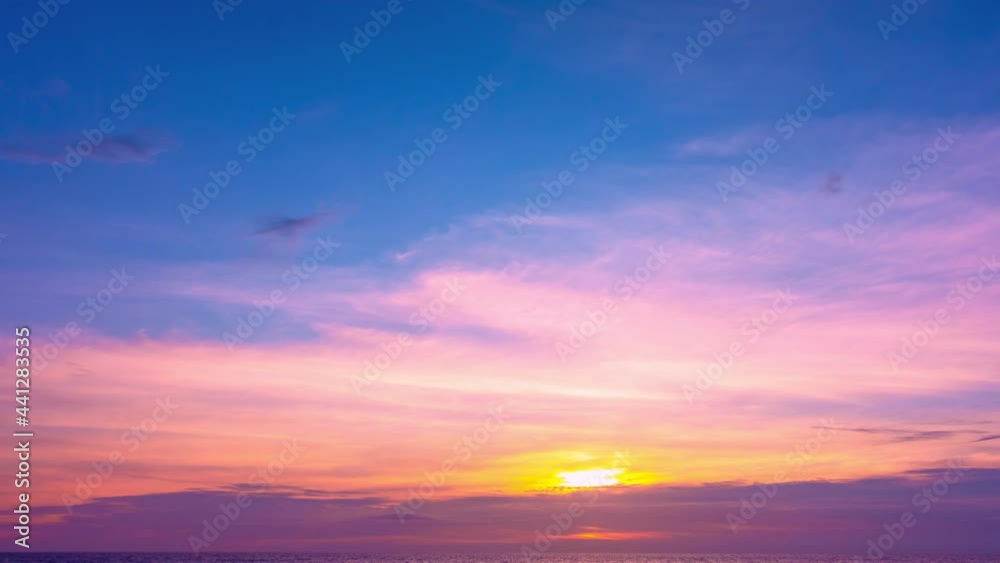 4K Time lapse of Colorful sunset or sunrise landscape Amazing light of nature cloudscape sky and Clouds moving away rolling 4k colorful dark sunset clouds Footage timelapse Stunning sky and clouds