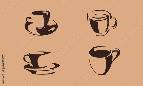 Hand drawn Coffee Cup set