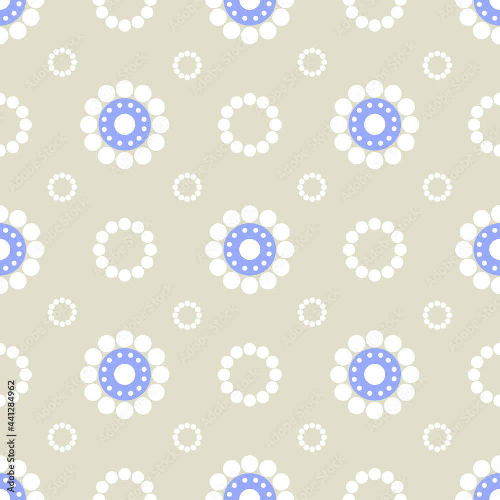 Seamless dot pattern of white daisies on a gray background.