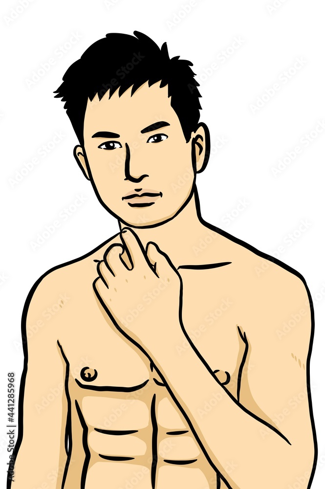 Fototapeta premium cute man cartoon on white background