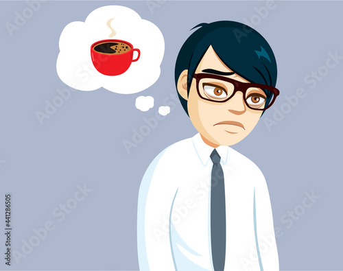Young Asian businessman tired thinking about having a cup of coffee