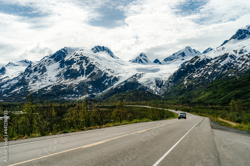 Worthington Glacier, valley glacier is seen from the highway in Alaska © Juno
