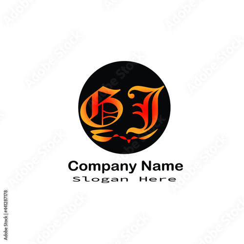 letter gj logo on white background