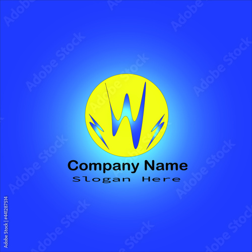 Letter w logo on blue background