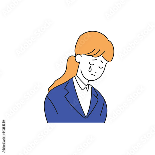 落ち込んで涙する新入社員のイラスト