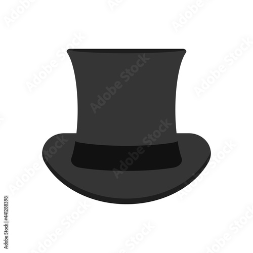 top hat icon, flat icon vector illustration isolated on white background. for the theme of clothing and others