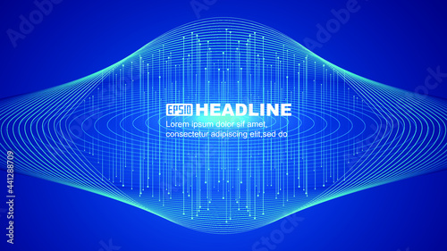 Abstract flying saucer composed of lines internet future science fiction technology background.