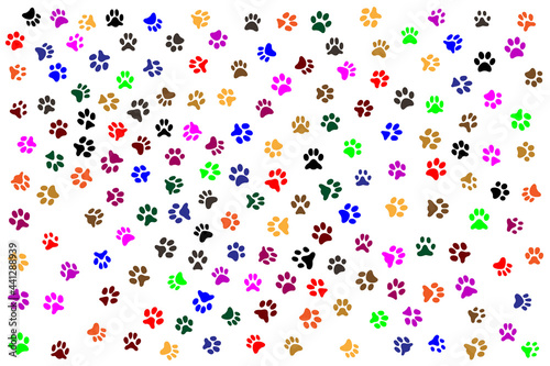 Wallpaper with lots of different, colorful cat tracks. Cat wallpaper.