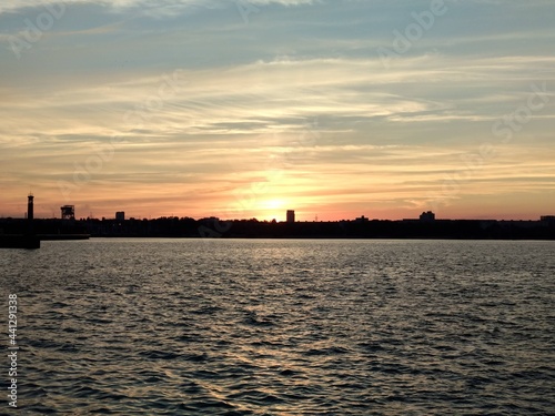sunset over the river
