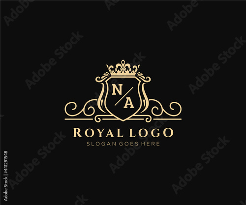 Initial NA Letter Luxurious Brand Logo Template, for Restaurant, Royalty, Boutique, Cafe, Hotel, Heraldic, Jewelry, Fashion and other vector illustration.