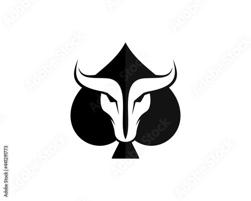 Black spade with strong bull head inside
