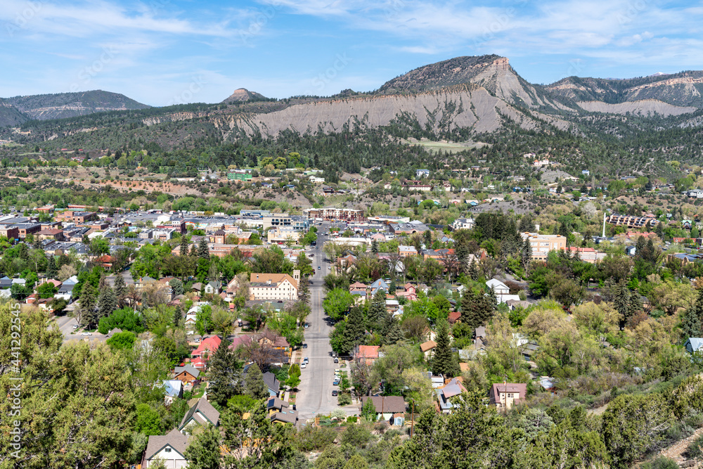 Aerial view of Durango Colorado - obrazy, fototapety, plakaty 