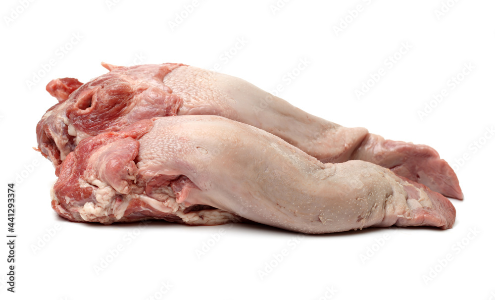 raw pork tongue isolated on white background raw pork tongue isolated on white background
