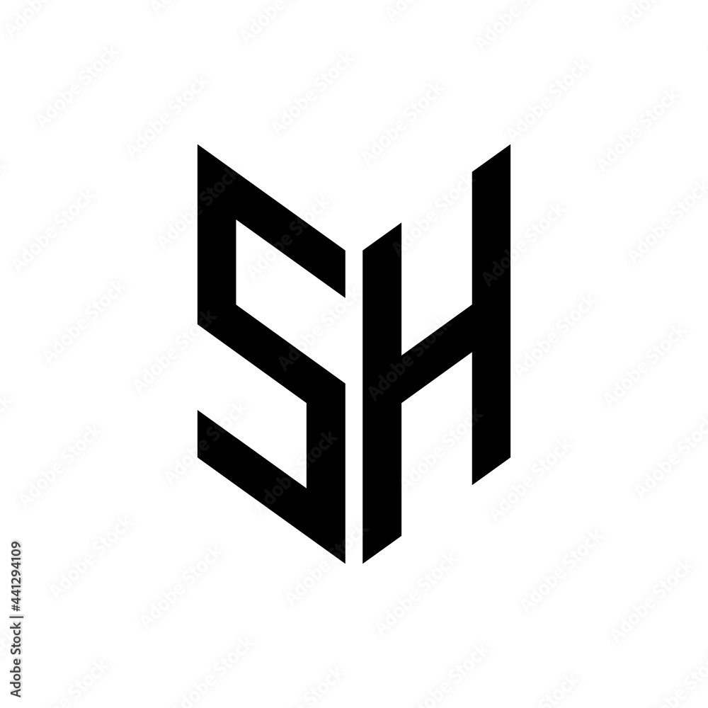 initial letters monogram logo black SH initial letters monogram logo black SH