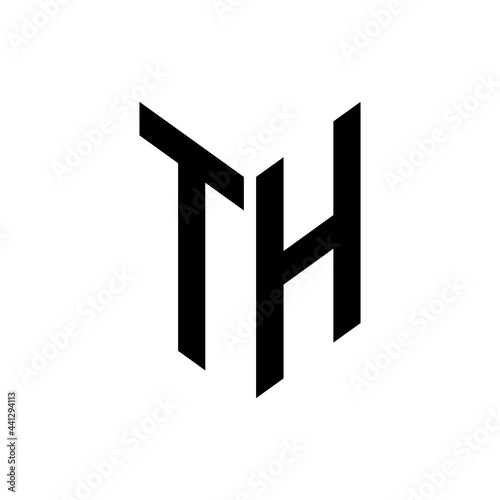 initial letters monogram logo black TH	