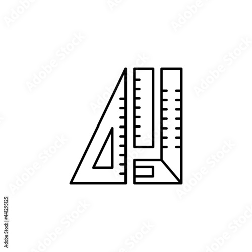 measurement rulers, scale icon in flat black line style, isolated on white background 