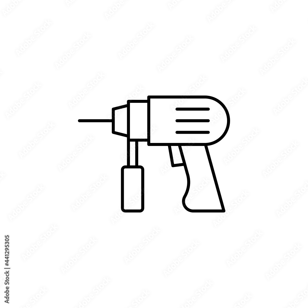 drill tool icon in flat black line style, isolated on white background drill tool icon in flat black line style, isolated on white background