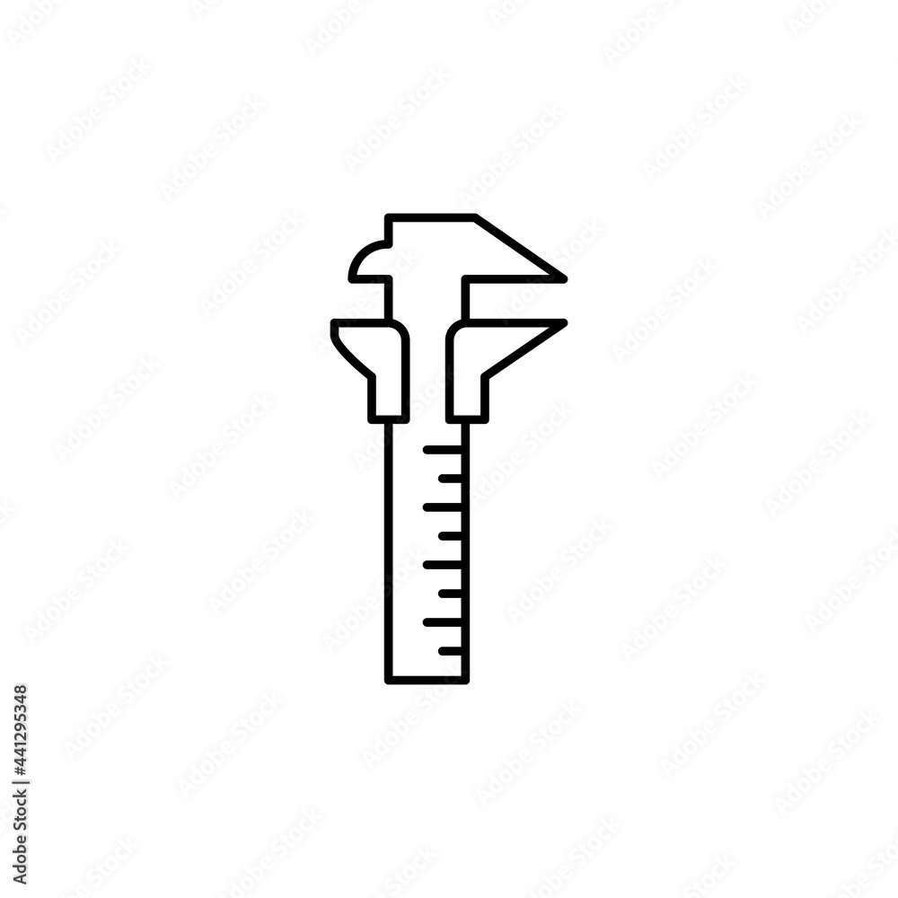 Caliper, vernier icon in flat black line style, isolated on white background Caliper, vernier icon in flat black line style, isolated on white background