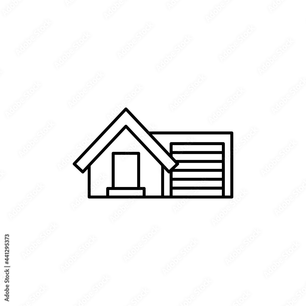house garage icon in flat black line style, isolated on white background house garage icon in flat black line style, isolated on white background