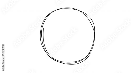 Self drawing animation of circle, round frame. Line art. Luma matte.