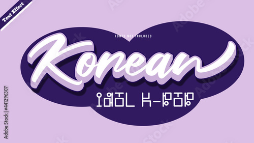 Korean Idol K-pop text effect design vector. editable 3d text