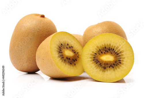 golden kiwi (Actinidia chinensis) on white background