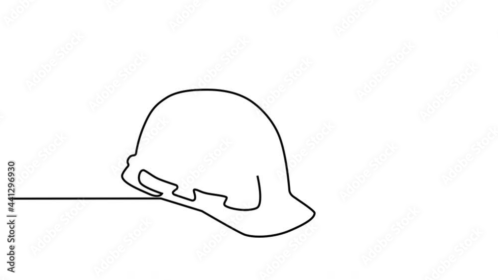 Self drawing animation of hard hat. Concept of contractor job, builder, industrial safety. Self drawing animation of hard hat. Concept of contractor job, builder, industrial safety.