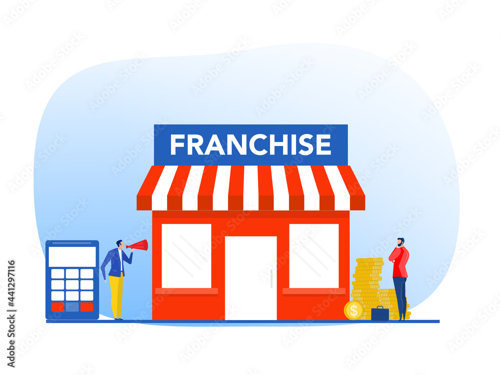 Businessman offer invest with small business or franchise branch expansion strategy of financial marketing planning vector illustrator