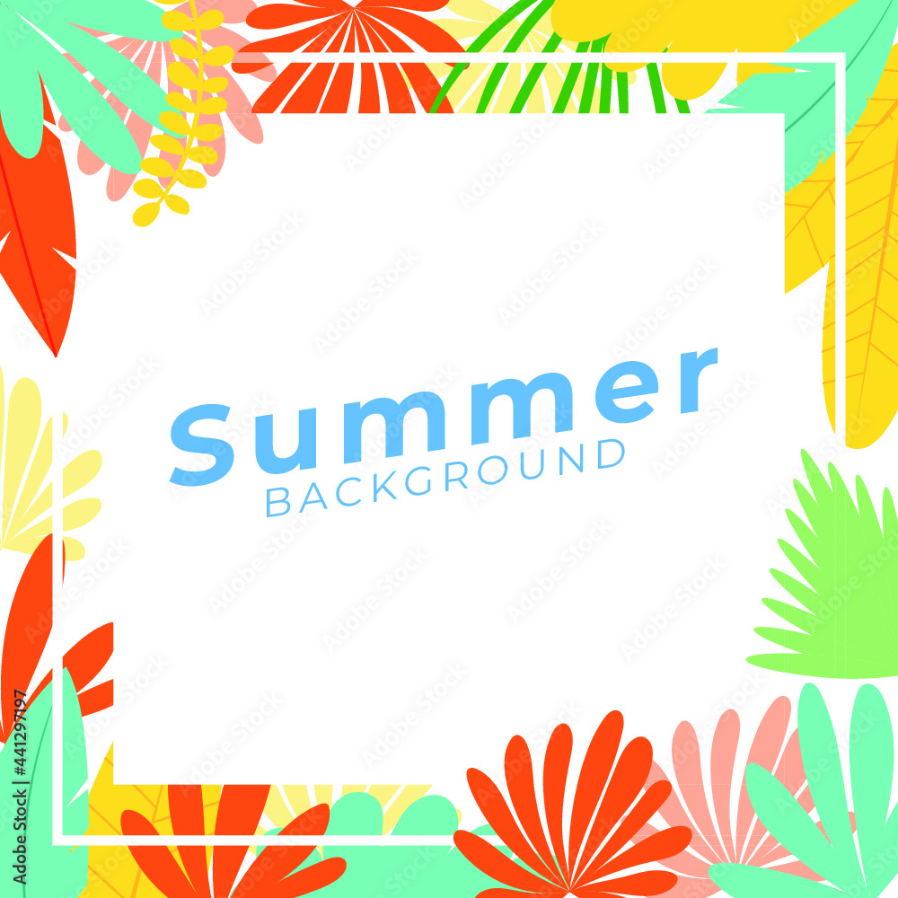 Summer sale organic floral template for social media or square flyer. Summer banner with floral decoration. Vector illustration for greeting card, party, celebration, banner, flier, and much more