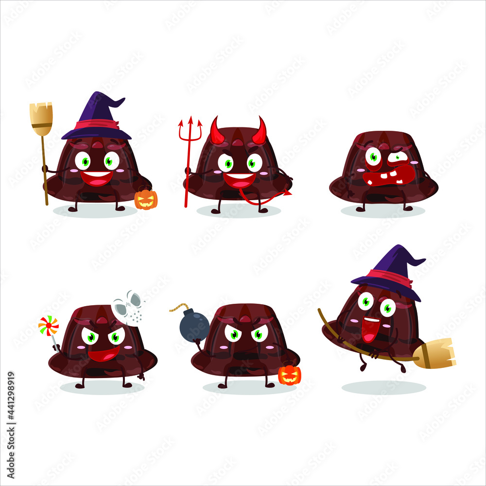 Halloween expression emoticons with cartoon character of chocolate pudding. Vector illustration Halloween expression emoticons with cartoon character of chocolate pudding. Vector illustration