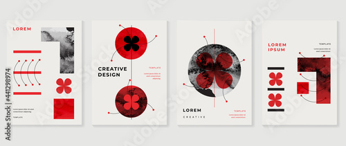 Creative cover design vector set. Watercolor book cover design, Abstract art design with colorful watercolor background. Can be use for poster, wall arts, magazine,  brochure , banner and website.