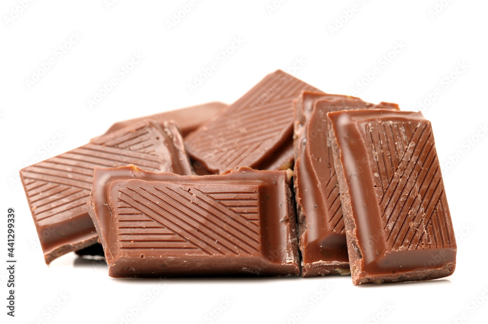 stack of chocolate on white background
