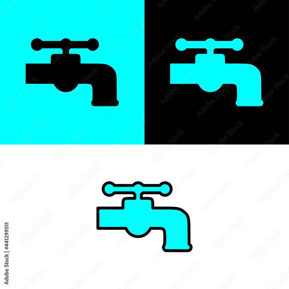 Faucet icon with three style Faucet icon with three style