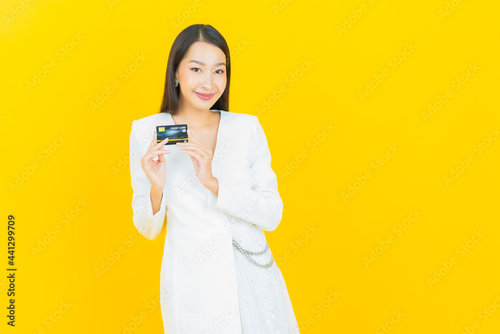 Portrait beautiful young asian woman smile with credit card Portrait beautiful young asian woman smile with credit card