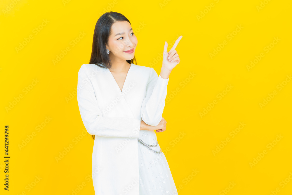 Portrait beautiful young asian woman smile with action Portrait beautiful young asian woman smile with action