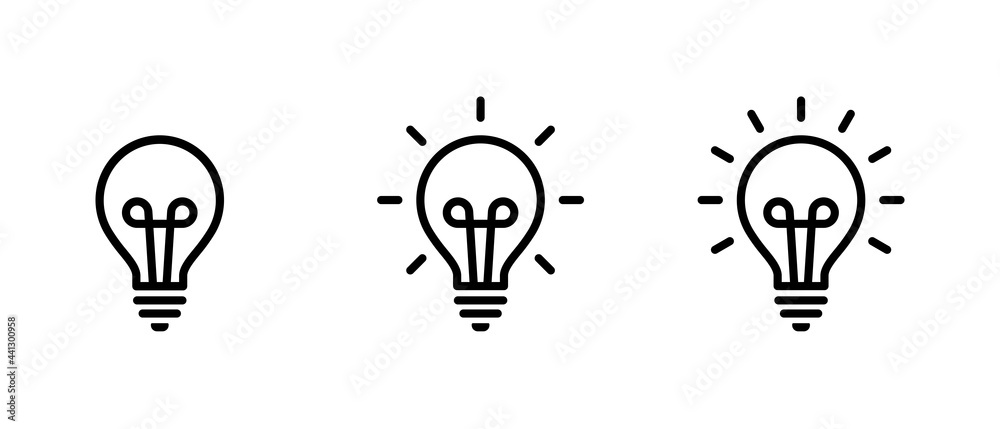 Light Bulb icon set, Idea lamp icon symbol vector	 - obrazy, fototapety, plakaty 