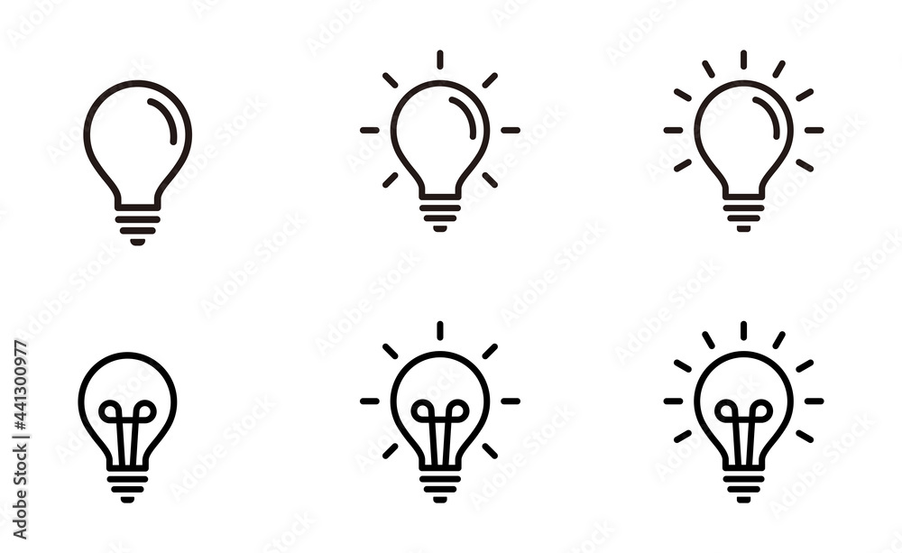 Light Bulb icon set, Idea lamp icon symbol vector	