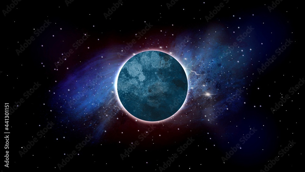 Fototapeta premium Planet starry night space illustration background.