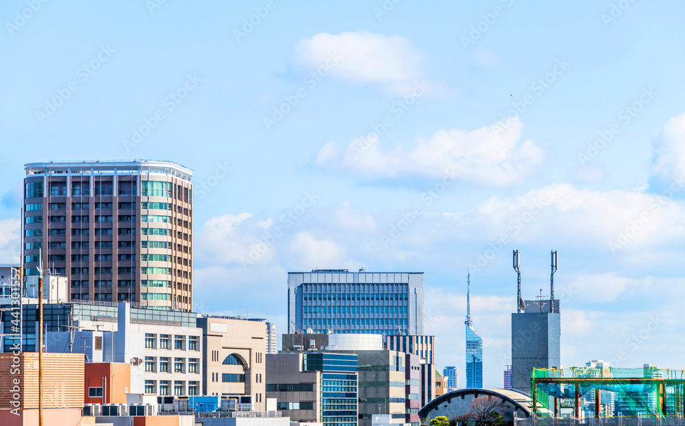 Modern city skyline aerial view in Fukuoka, Japan Modern city skyline aerial view in Fukuoka, Japan