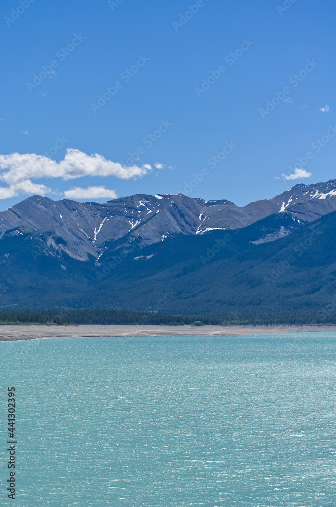 Beautiful Mountain Scenery at Lake Abraham