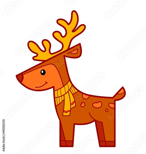 Christmas cartoons clip art . Deer clipart vector illustration