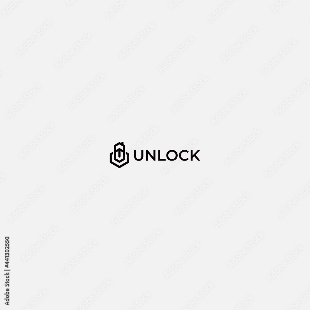 simple unlock and lock logo abstract