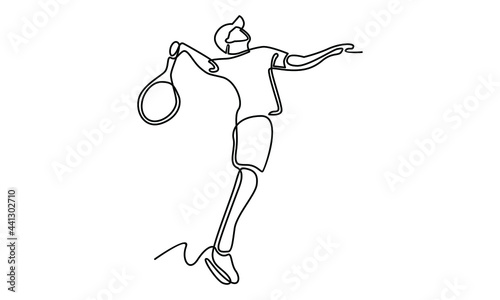 Continue line of tennis player vector illustration