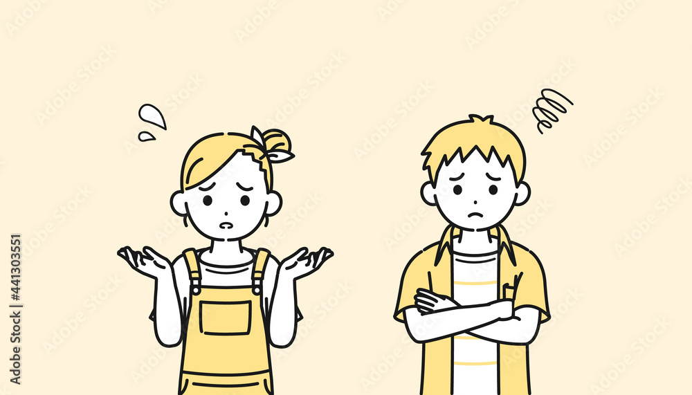 困る男の子と女の子のイラスト 悩み 心配 不安 子供 小学生 低学年 Stock Vector Adobe Stock 困る男の子と女の子のイラスト 悩み 心配 不安 子供 小学生 低学年 Stock Vector Adobe Stock