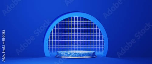 3D rendering of mockup background. Podium for show product. Blank scene showcase with empty round stage. © Thares2020