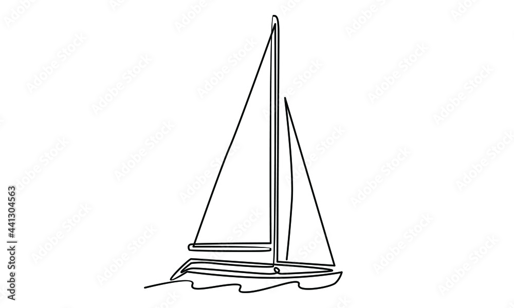 Continue line of sailing boat vector illustration